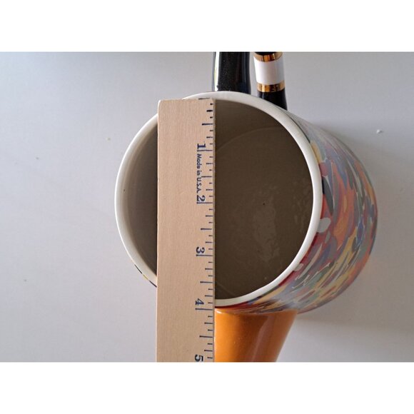 MacKenzie-Childs Avant Garden Watering Can 8" Ceramic Floral & Striped Design - Picture 10 of 11